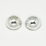 UV Plated Acrylic Beads, Half Drilled, Dome/Half Round, Silver, 14x7mm, Hole: 1.4mm(X-PACR-Q117-14mm-08)