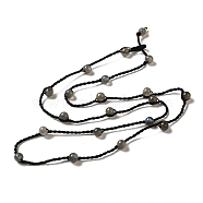 Natural Labradorite Braided Bead Necklacess, Nylon Cord Adjustable Necklaces, 21.65~22.24 inch(55~56.5cm)(NJEW-K258-06E)