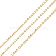 Brass Cable Chains, Long-Lasting Plated, Soldered, with Spool, Cadmium Free & Lead Free, Real 18K Gold Plated, 1.5x1x0.6mm(CHC-O001-13G)