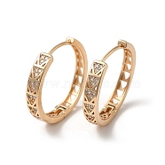Brass Micro Pave Cubic Zirconia Hoop Earrings, Hollow Triangle, Light Gold, 25x26.5x4mm(EJEW-M238-59KCG)
