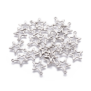 304 Stainless Steel Charms, Star, Stainless Steel Color, 14.5x12.5x0.7mm, Hole: 1.4mm(STAS-L234-095P)