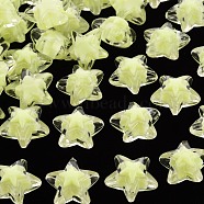 Transparent Acrylic Beads, Bead in Bead, Star, Light Yellow, 15.5x16x9.5mm, Hole: 3mm, about 569pcs/500g(TACR-S152-11A-07)