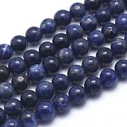 Natural Sodalite Beads Strands, Round, 10mm, Hole: 1mm, about 42pcs/strand, 15.5 inch(39.5cm)(G-K224-01-10mm)