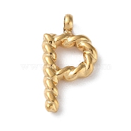 316 Surgical Stainless Steel Pendants & Charms, Golden, Letter P, 14.5x8x2mm, Hole: 2mm(STAS-D031-01P)