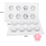 Cat's Paw Print Scented Candle Food Grade Silicone Molds, Candle Making Molds, Aromatherapy Candle Molds, White, 296x173x32mm(PW-WG79141-01)