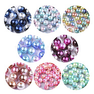 Rainbow ABS Plastic Imitation Pearl Beads, Gradient Mermaid Pearl Beads, Round, Mixed Color, 5.5~6x5~5.5mm, Hole: 1.5mm, about 5000pcs/500g(OACR-Q174-6mm-M)