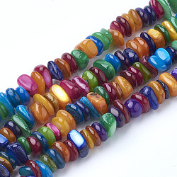 Natural Freshwater Shell Beads Strands, Dyed, Chip, Mixed Color, 5x5x2mm, Hole: 1mm(X-SHEL-Q008-96)