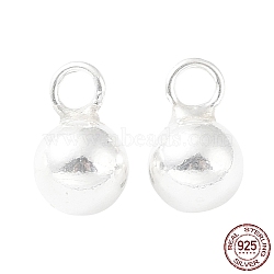 925 Sterling Silver Pendants, Round Charm, Silver, 6.3x4mm, Hole: 1.4mm(STER-K174-03B-S)