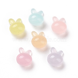 Imitation Jelly Style Acrylic Beads, Rabbit, Mixed Color, 20x15x12mm, Hole: 3mm(X-OACR-B002-05)