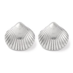 304 Stainless Steel Shell Shape Stud Earrings, Stainless Steel Color, 17x18mm(EJEW-D281-05S)