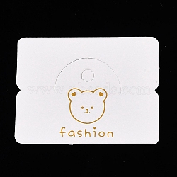 Paper Foldable Header Cards, Bear Printed Packaging Paper Card with Hanging Hole, Rectangle, Floral White, 5x6.5x0.04cm, Hole: 0.55cm(CDIS-T004-14)