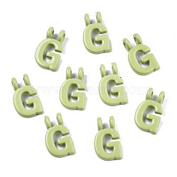 Spray Painted Alloy  2-Loop Link Pendants, Cadmium Free & Lead Free, Letter, Letter.G, 13.5x8x1.5mm, Hole: 2mm(X-PALLOY-T075-48G-RS)