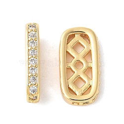 Brass Micro Pave Clear Cubic Zirconia Spacer Bars, Rectangle Shape, Rack Plating, Long-Lasting Plated, Nickel Free, Real 18K Gold Plated, 12x6x2mm, Hole: 1.2mm(KK-U064-20C-G)