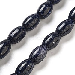 Synthetic Blue Goldstone Beads Strands, Rice, 12x8mm, Hole: 1.2mm, about 33pcs/strand, 15.94''(40.5cm)(G-B106-B01-01)