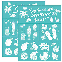 Self-Adhesive Silk Screen Printing Stencil, for Painting on Wood, DIY Decoration T-Shirt Fabric, Turquoise, Summer Themed Pattern, 280x220mm(DIY-WH0338-066)