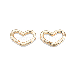 Brass Spring Gate Rings, Cadmium Free & Nickel Free & Lead Free, Heart, Real 18K Gold Plated, 11.5x17x2.5mm(KK-N232-443LG)