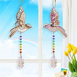 DIY Double-sided Animal Suncatcher Diamond Painting Kits, Including Resin Rhinestones, Pen, Tray & Glue Clay, Bird Pattern, 290~295x90~95mm(PW23060860208)