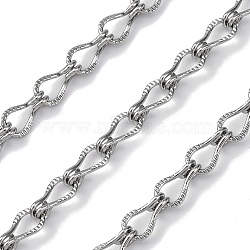 304 Stainless Steel Teardrop Link Chains, Unwelded, with Spool, Stainless Steel Color, 9x5x3mm(CHS-B006-10P)