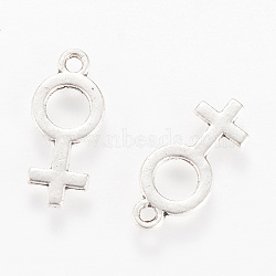 Tibetan Style Alloy Pendants, Female Gender Sign, Cadmium Free & Nickel Free & Lead Free, Antique Silver, 18x8x1.5mm, Hole: 1.5mm, about 1780pcs/1000g(TIBEP-Q063-107AS-NR)