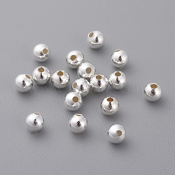 Sterling Silver Spacer Beads, Round, Silver, 4mm, Hole: 1mm, about 18pcs/2g(X-STER-A010-4mm-239A)