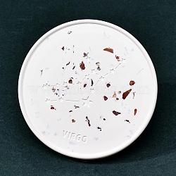 Twelve Constellations Plaster Coaster, with Red Agate Clips, Flat Round, Virgo, 100mm(PW-WG28707-06)