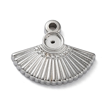 304 Stainless Steel Pendant Cabochon Settings, Open Back Settings, Fan, Stainless Steel Color, Tray: 3.5mm, 17x20x2.5mm, Hole: 1.8mm