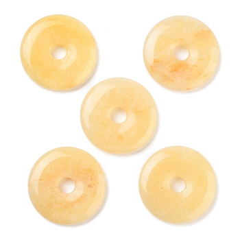 Natural Topaz Jade Pendants, Donut/Pi Disc Charms, 40x7mm, Hole: 8mm