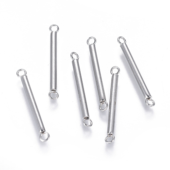 304 Stainless Steel Links, Bar Links, Column, Stainless Steel Color, 25.5x2mm, Hole: 1.6mm