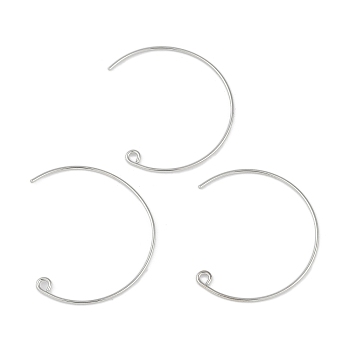 Brass Earring Hooks, C Shape, Platinum, 31x26x0.9mm, Hole: 1.9mm