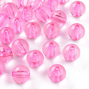 Transparent Acrylic Beads, Round, Pearl Pink, 12x11mm, Hole: 2.5mm, about 566pcs/500g