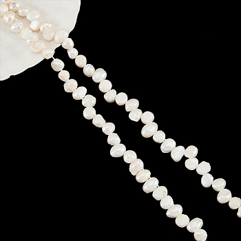 1 Strand Natural Cultured Freshwater Pearl Beads Strands, Baroque Keshi Pearls, Two Sides Polished, Seashell Color, 5~6x5.5~8.5x3.5~5.5mm, Hole: 0.7mm, about 73~77pcs/strand, 13.78 inch~13.90 inch(35~35.3cm)