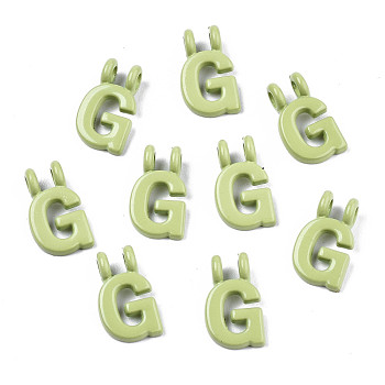 Spray Painted Alloy  2-Loop Link Pendants, Cadmium Free & Lead Free, Letter, Letter.G, 13.5x8x1.5mm, Hole: 2mm