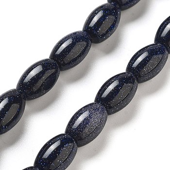 Synthetic Blue Goldstone Beads Strands, Rice, 12x8mm, Hole: 1.2mm, about 33pcs/strand, 15.94''(40.5cm)