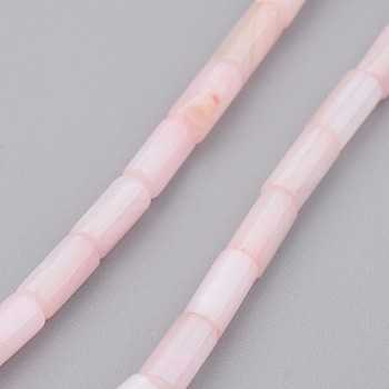 Natural Shell Bead Strands, Dyed, Column, Misty Rose, 8x4mm, Hole: 0.5mm, about 50pcs/strand, 15.7 inch