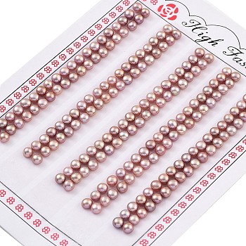 Grade 6A Natural Cultured Freshwater Pearl Beads, Half Drilled, Half Round Beads, Purple, 3.5~4x2.5mm, Hole: 1mm