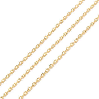Brass Cable Chains, Long-Lasting Plated, Soldered, with Spool, Cadmium Free & Lead Free, Real 18K Gold Plated, 1.5x1x0.6mm