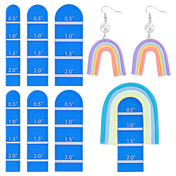 Acrylic Earring Pendant Making Tools, Polymer Clay Rainbow Arch Guide Set, for Earrings Craft Making, Blue, 59.5x9.5~19.5x2.5mm, 3Pcs/set