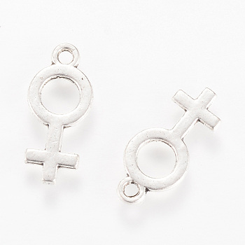 Tibetan Style Alloy Pendants, Female Gender Sign, Cadmium Free & Nickel Free & Lead Free, Antique Silver, 18x8x1.5mm, Hole: 1.5mm, about 1780pcs/1000g