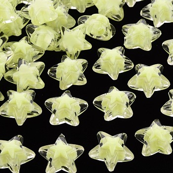 Transparent Acrylic Beads, Bead in Bead, Star, Light Yellow, 15.5x16x9.5mm, Hole: 3mm, about 569pcs/500g