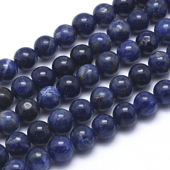Natural Sodalite Beads Strands, Round, 10mm, Hole: 1mm, about 42pcs/strand, 15.5 inch(39.5cm)