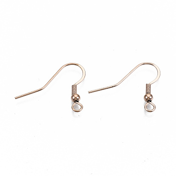 304 Stainless Steel French Earring Hooks, Flat Earring Hooks, Ear Wire, with Horizontal Loop, Cadmium Free & Nickel Free & Lead Free, Rose Gold, 18~20x21mm, Hole: 2.5mm, Pin: 0.7mm