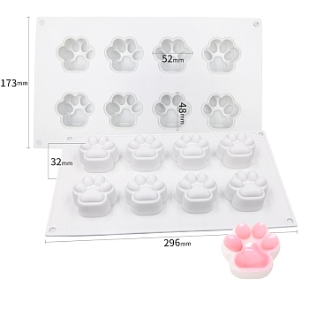 Cat's Paw Print Scented Candle Food Grade Silicone Molds, Candle Making Molds, Aromatherapy Candle Molds, White, 296x173x32mm