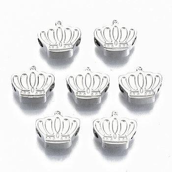 304 Stainless Steel Beads, Crown, Stainless Steel Color, 6.5x8x3mm, Hole: 1.5mm