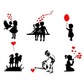 PVC Wall Stickers, Wall Decoration, Valentine's Day Theme, Human Pattern, 750x290mm