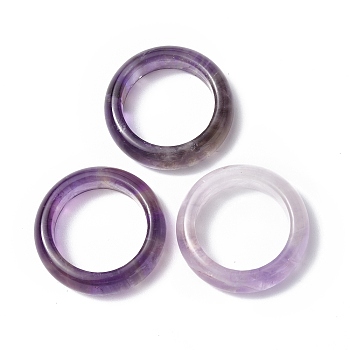 Natural Amethyst Plain Band Ring, Gemstone Jewelry for Women, US Size 6 1/2(16.9mm)