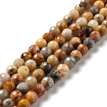 Natural Crazy Lace Agate Beads Strands, Faceted(128 Facets), Round, 6.5mm, Hole: 1mm, about 59~65pcs/strand, 13.78~14.96 inch(35~38cm)