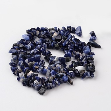 Brins de perles en pierre naturelle à pois bleus(G-M344-18)-2