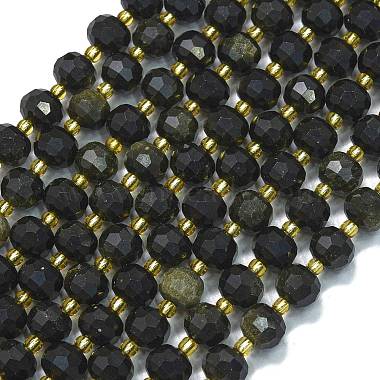 Black Lantern Golden Sheen Obsidian Beads