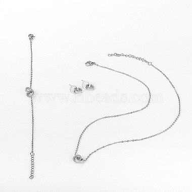 Stainless Steel Double Interlocking Ring Jewelry Set(JG9167-1)-3