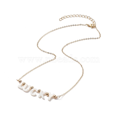 Ожерелье с подвеской из натуральной раковины и золотыми латунными цепочками на день матери(NJEW-JN04151-04)-4